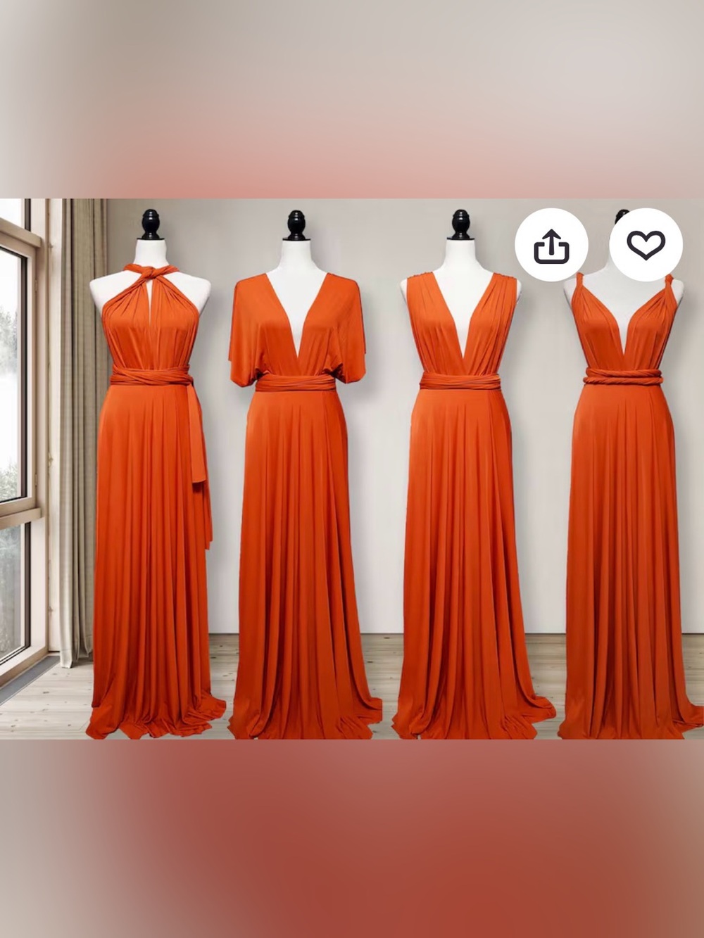 Elegant Orange Convertible Wrap Maxi Dress
